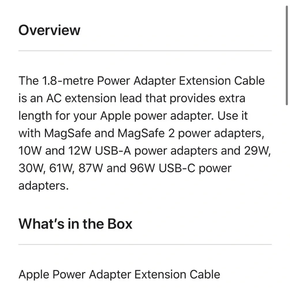 🆕 New Apple power adapter extension cable